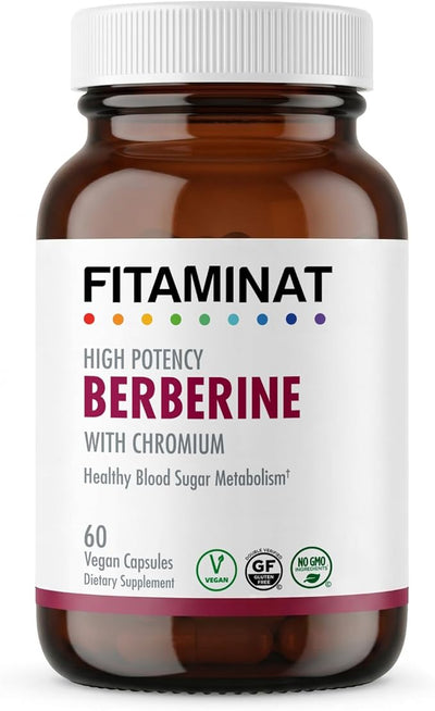 FITAMINAT Berberine with Chromium – Plant-Sourced Berberine HCl | 60 Vegan Capsules