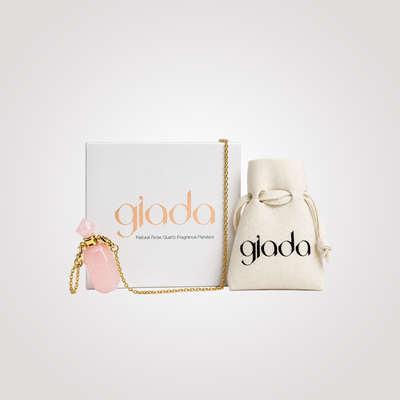 Giada حقيقية روز الكوارتز العطر قلادة مع سلسلة