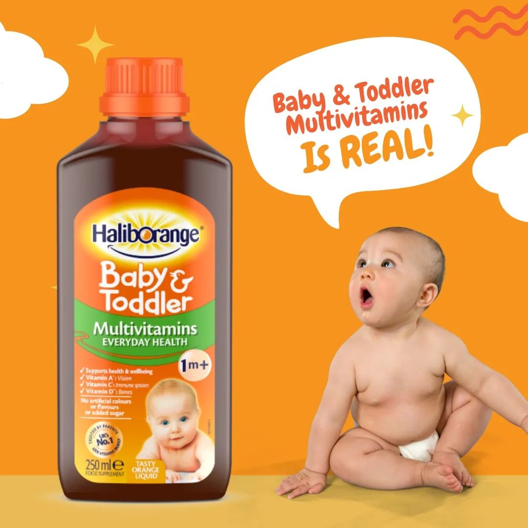 Haliborange Baby & Toddler Multivitamin Liquid Contains Vitamin D, Vitamin C, Omega-3, and Iron - 250 ML Baby and Toddler Multivitamins is Real | Fitaminat