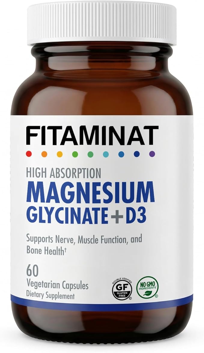FITAMINAT High Absorption Magnesium Glycinate + D3 – Nerve, Muscle & Bone Support