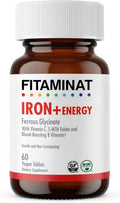 FITAMINAT Iron + Energy Supplement – Ferrous Glycinate with Vitamin C, 5-MTHF Folate & B Vitamins | 60 Vegan Tablets