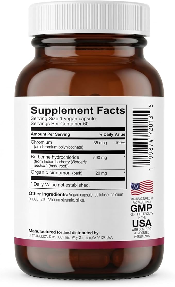 FITAMINAT Berberine with Chromium – Plant-Sourced Berberine HCl | 60 Vegan Capsules