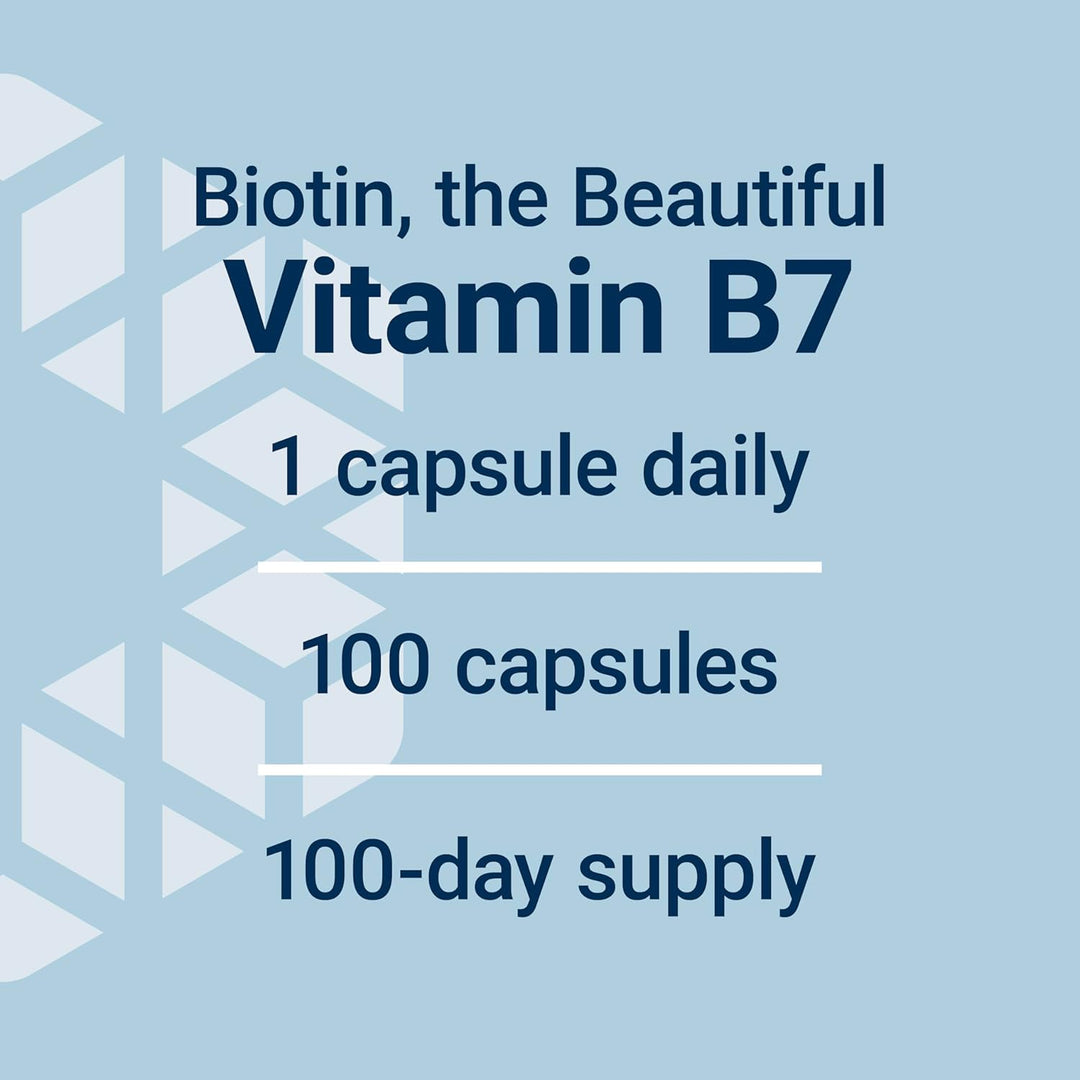 Biotin 100 Capsules Vitamin B7 1 Capsule Daily