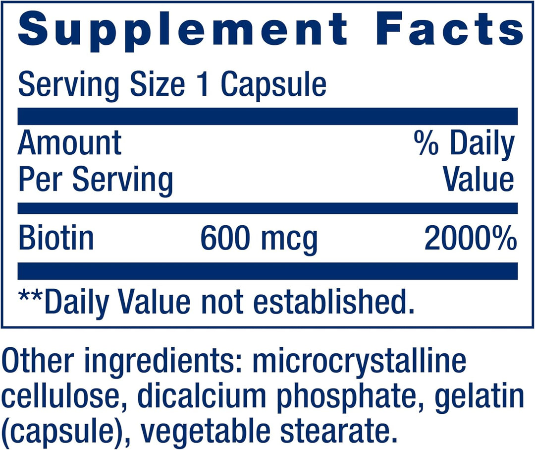 Biotin 100 Capsules Supplement Facts