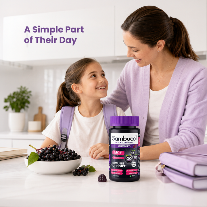 Sambucol Kids Black Elderberry + Vitamin C Gummies – 30 Gummies for Children's Immune Support, Ages 4–12