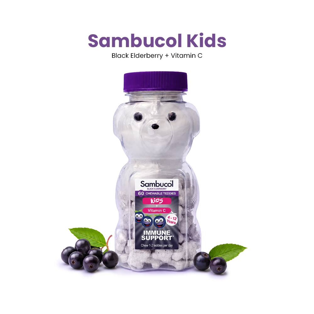 Sambucol Kids Black Elderberry + Vitamin C Teddies - 60 Chewable Teddies