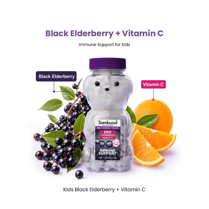 Sambucol Kids Black Elderberry + Vitamin C Teddies - 60 Chewable Teddies