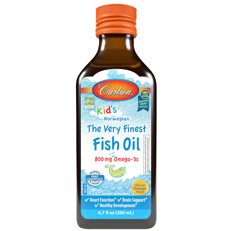 Carlson Kid's The Very Finest Fish Oil, 800 mg Omega-3s, Natural Orange Flavour Norwegian - 200 ml