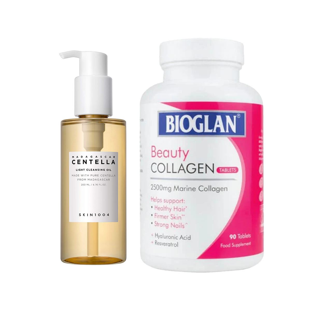 Centella Light Cleansing Oil, 200 ml and Bioglan Beauty Collagen, 90 Tablets - Bundle