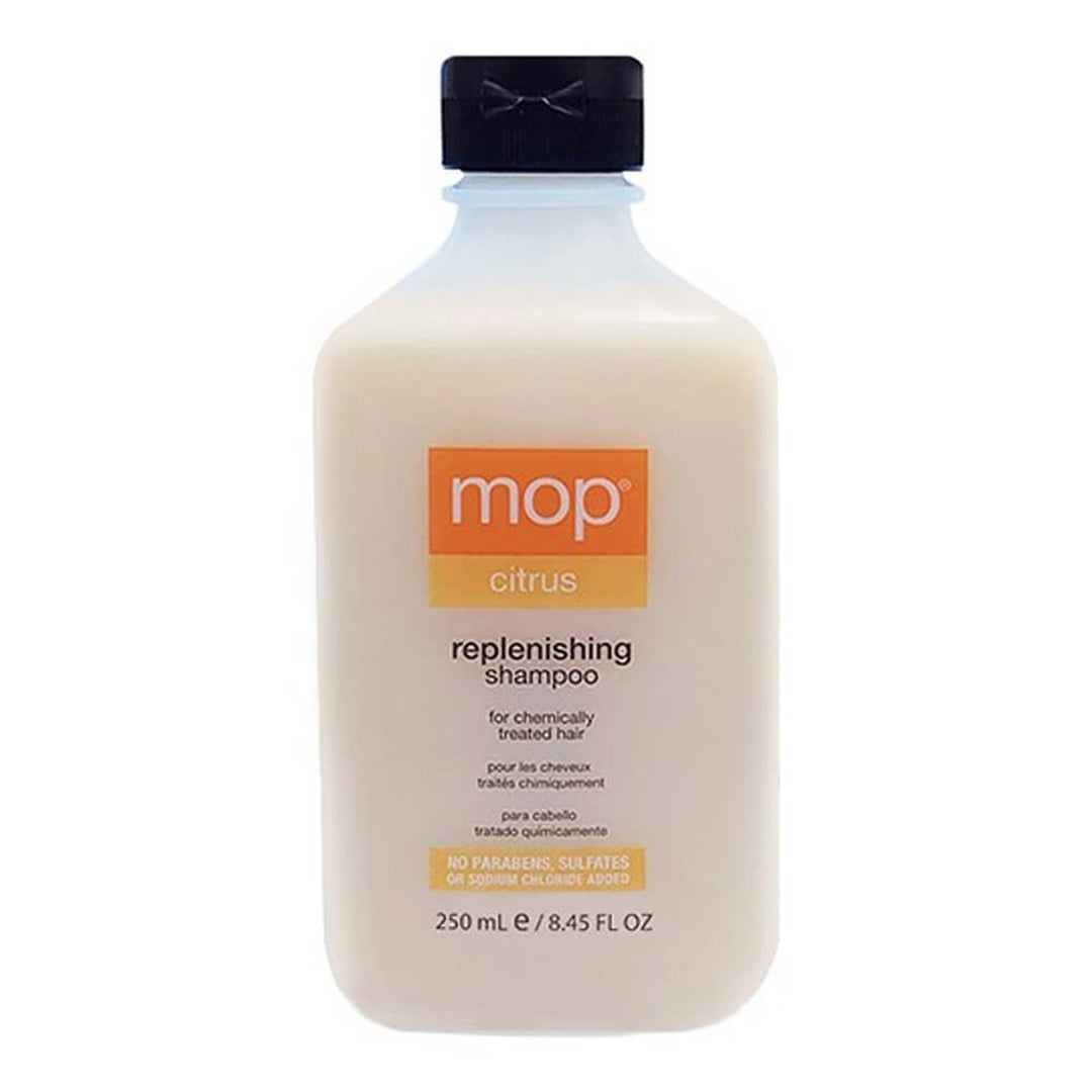 Cleanse and replenish your chemically processed hair and scalp with an antioxidant-rich blend of vitamins and fruit extracts found in mop® citrus replenishing shampoo. This new and improved formula (formally hydrating shampoo) leaves hair soft and manageable. pH balanced and color safe for all hair types. 