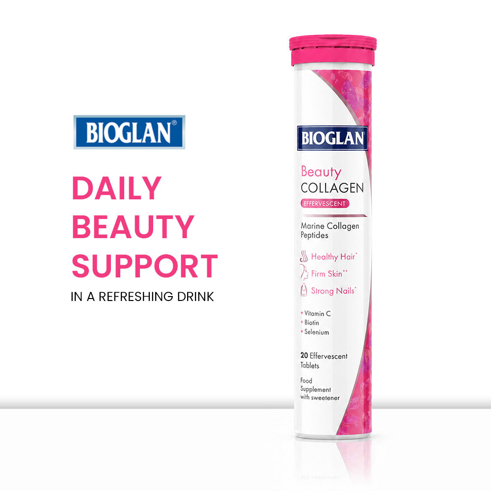 Bioglan Beauty Collagen Effervescent - Marine Collagen with Vitamin C - 20 Tablets