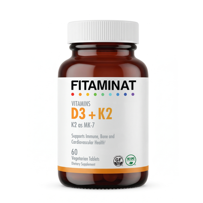 FITAMINAT Vitamin D3 + K2 MK-7 – 2500 IU D3 & 55 mcg K2 – 60 Vegetarian Tablets