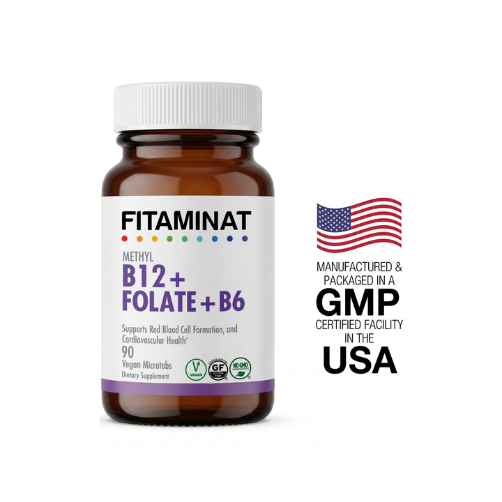 Methyl B12 + Methylfolate 5-MTHF + B6 P-5-P – Red Blood Cell, Homocysteine & Heart Health Support – 90 Vegan Microtabs