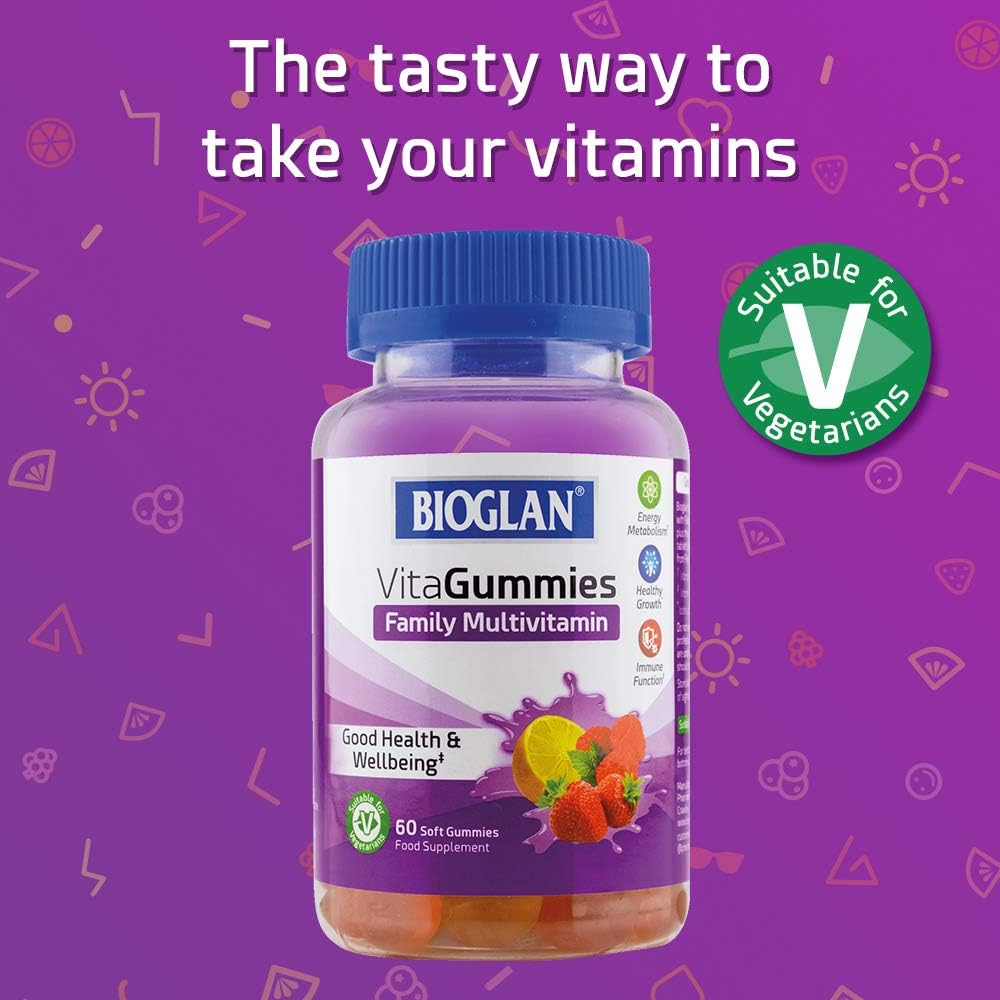 FAMILY NUTRIENT BOOST - Bioglan's Family Multivitamin VitaGummies are specially formulated with 9 key nutrients to help up the family’s vitamin and mineral levels