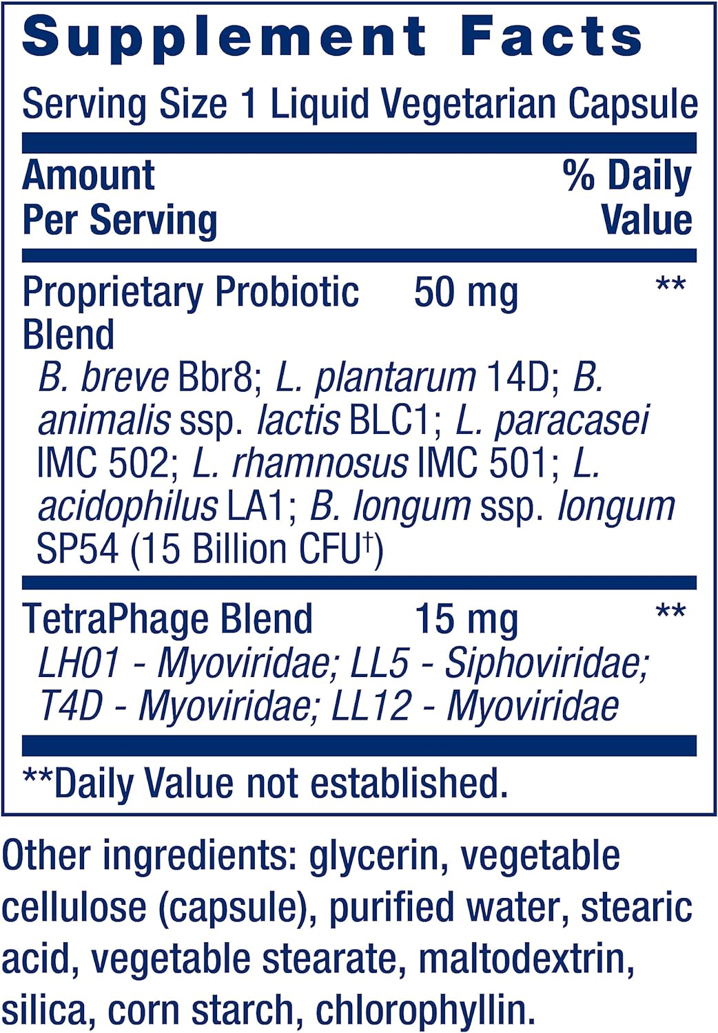 Florassist Probiotic 30 Capsules supplement facts