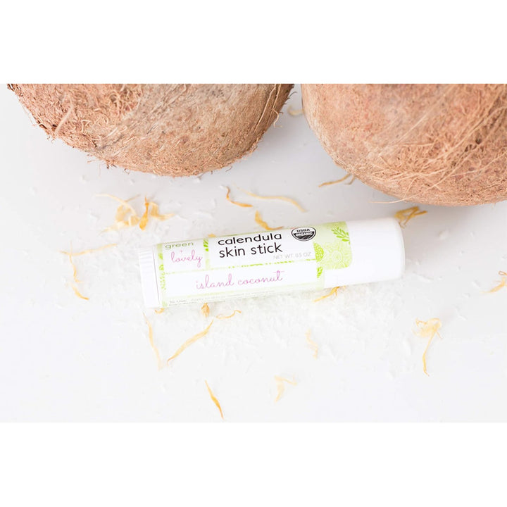 Green + Lovely Island Coconut Organic Calendula Skin Stick - 14g with Two Coconuts | Fitaminat