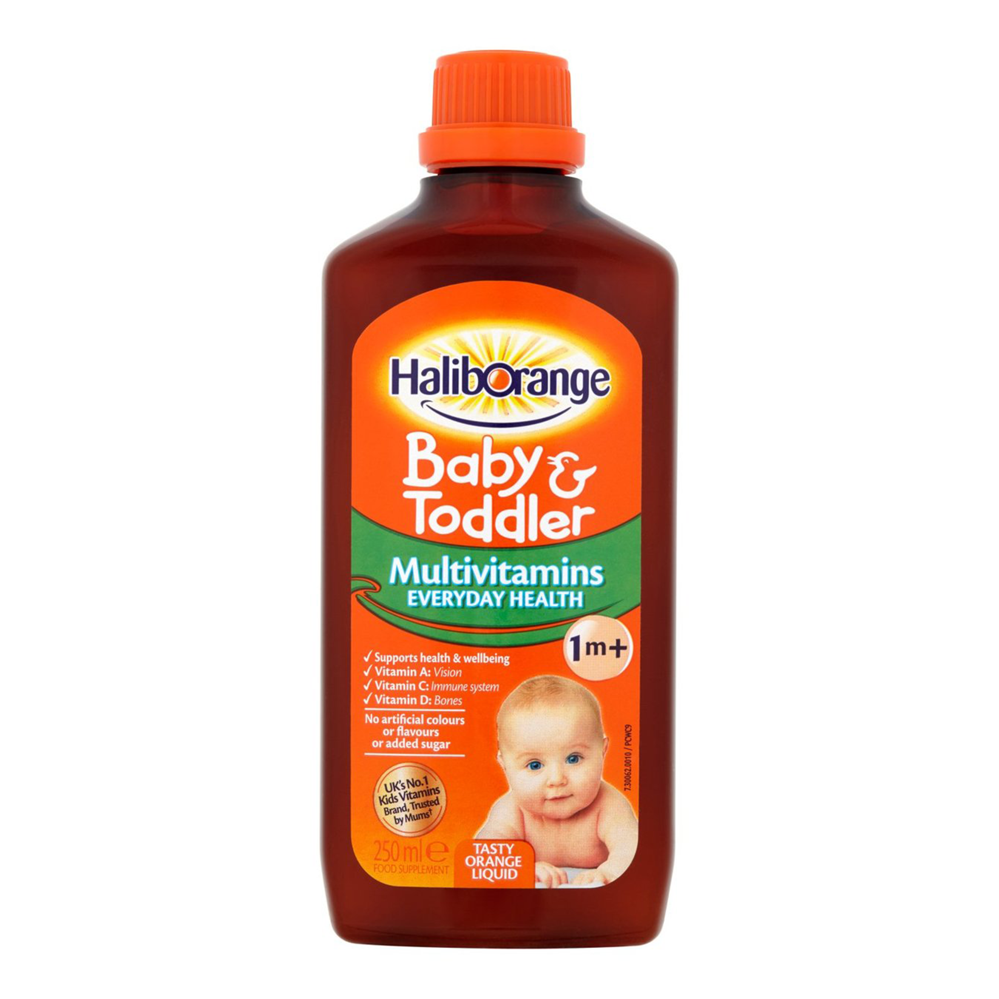 Haliborange Baby and Toddler Multivitamins, Vitamin A, Vitamin C, Vitamin D, Tasty Orange Liquid - 250 ml - Main Image