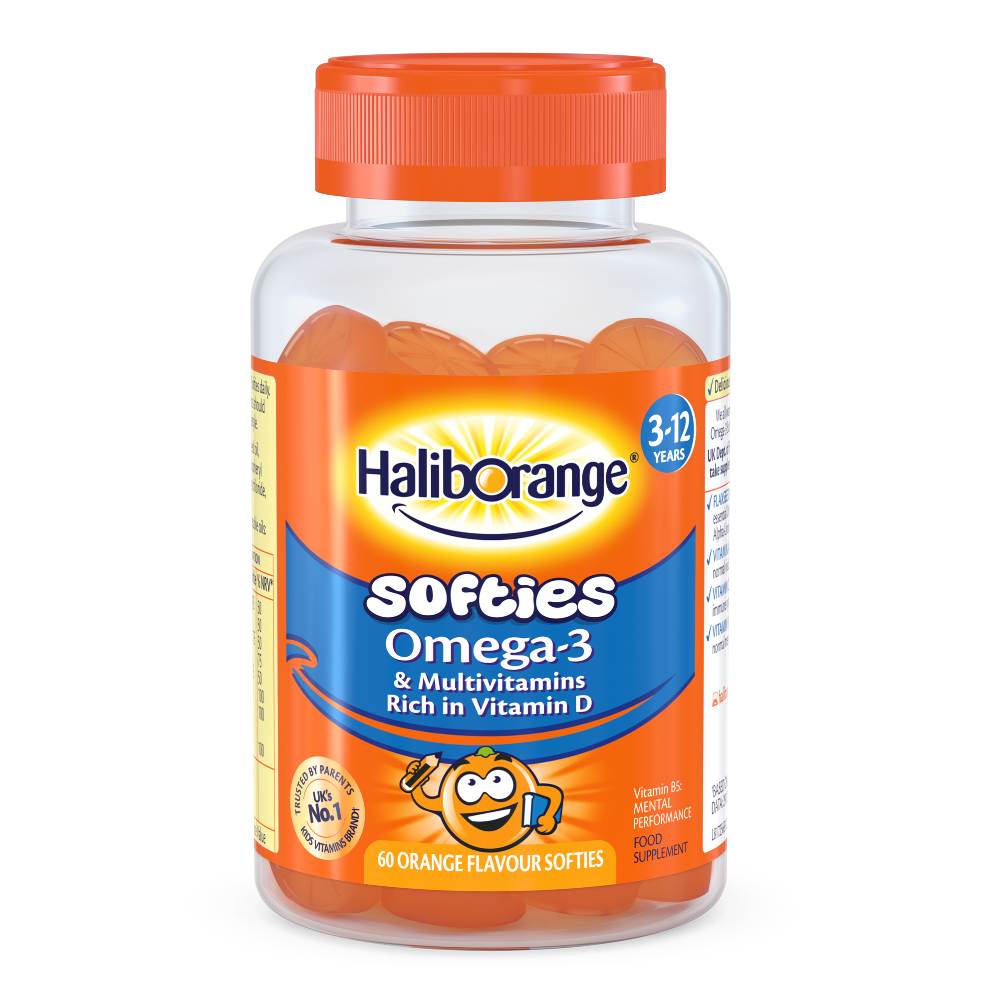 Haliborange Omega-3 and Multivitamins, Rich in Vitamin D, Orange Flavour - 60 Softies - Main Image