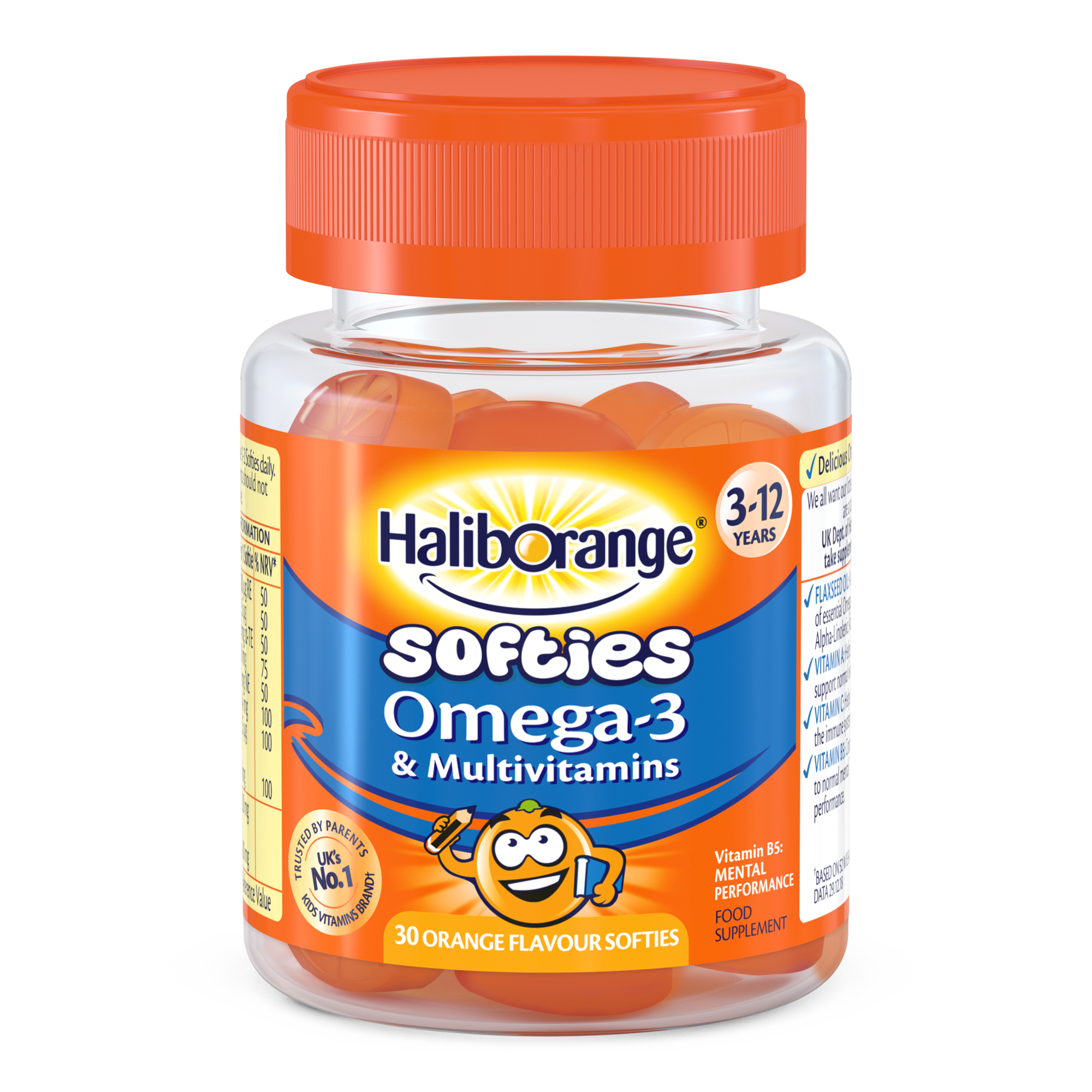 Haliborange Omega-3 and Multivitamins, Vitamin B5, Orange Flavour - 30 Softies - Main Image