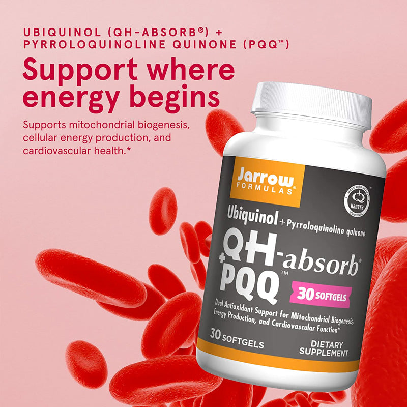 Jarrow Formulas QH-Absorb + PQQ لإنتاج الطاقة وصحة القلب والأوعية الدموية - 30 كبسولة هلامية