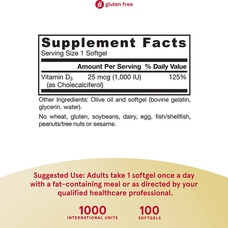 Jarrow Formulas - Vitamin D3 100 Softgels | Fitaminat 