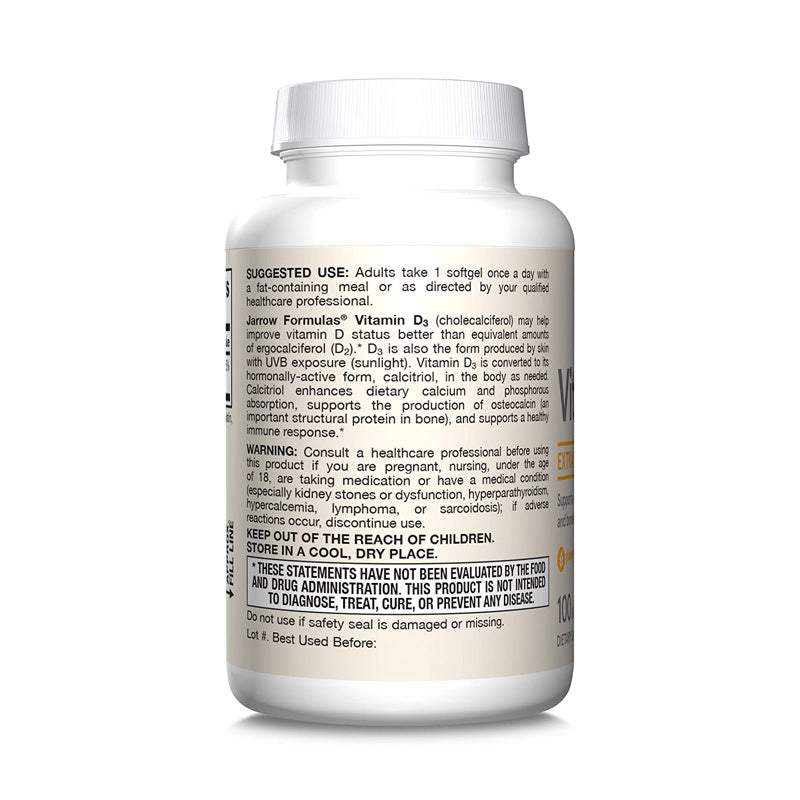 Jarrow Formulas Vitamin D3 1000 IU Bone Health, Immune Function - 100 Softgels