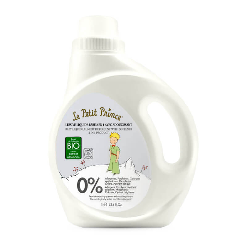 Le Petit Prince Baby Laundry Liquid 2 in 1 Detergent and Fabric Softener with Organic Olive and Chamomile Extracts - 1000 ml