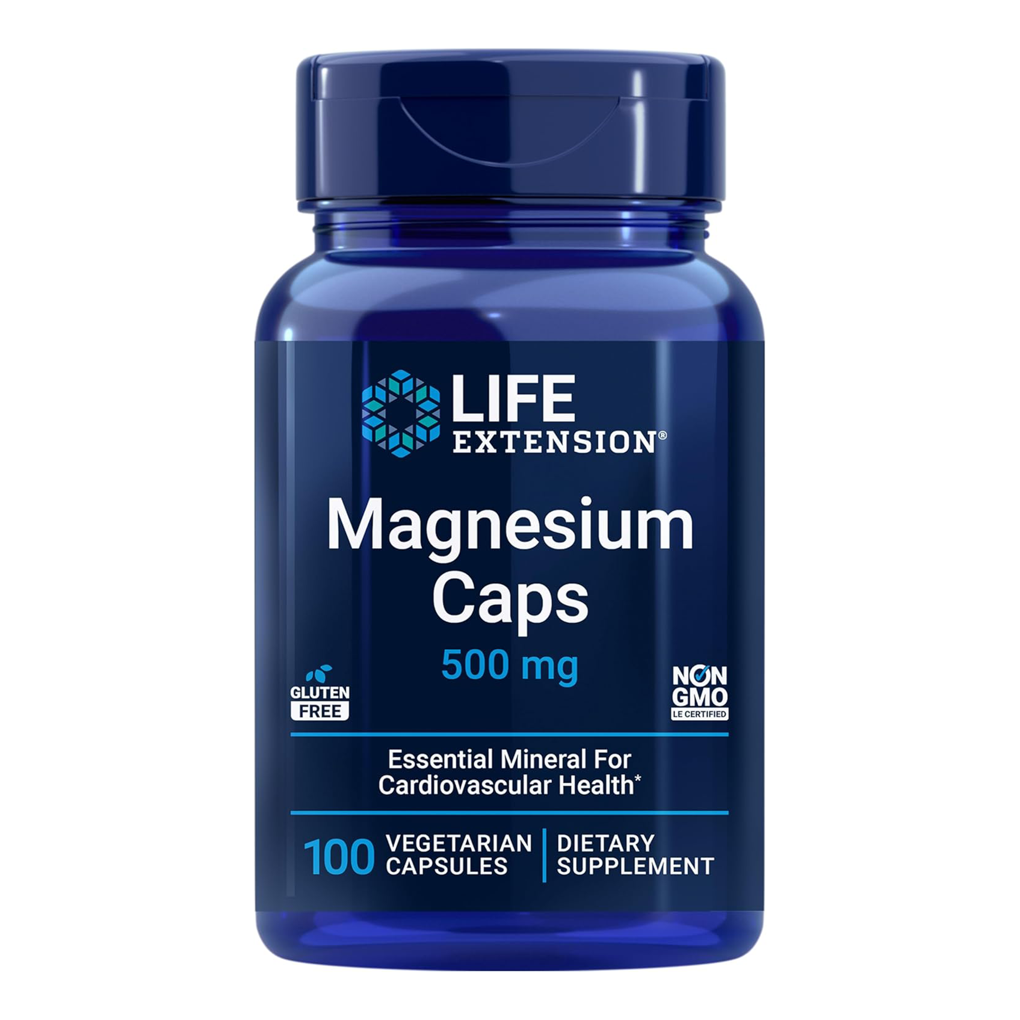 Life Extension Magnesium Caps, 500 mg, Vegetarian Capsules - 100 Capsules - Main Image