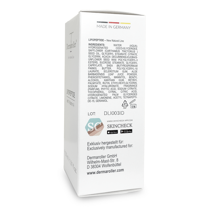 Dermaroller New Natural Line Lipopeptide with Vitamin A, Night Cream - 30 ml - Ingredients