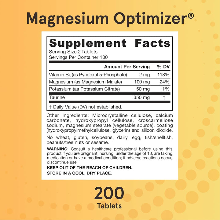 Daily Formula: One 200 count bottle of Jarrow Formulas Magnesium Optimizer for up to a 100 day supply