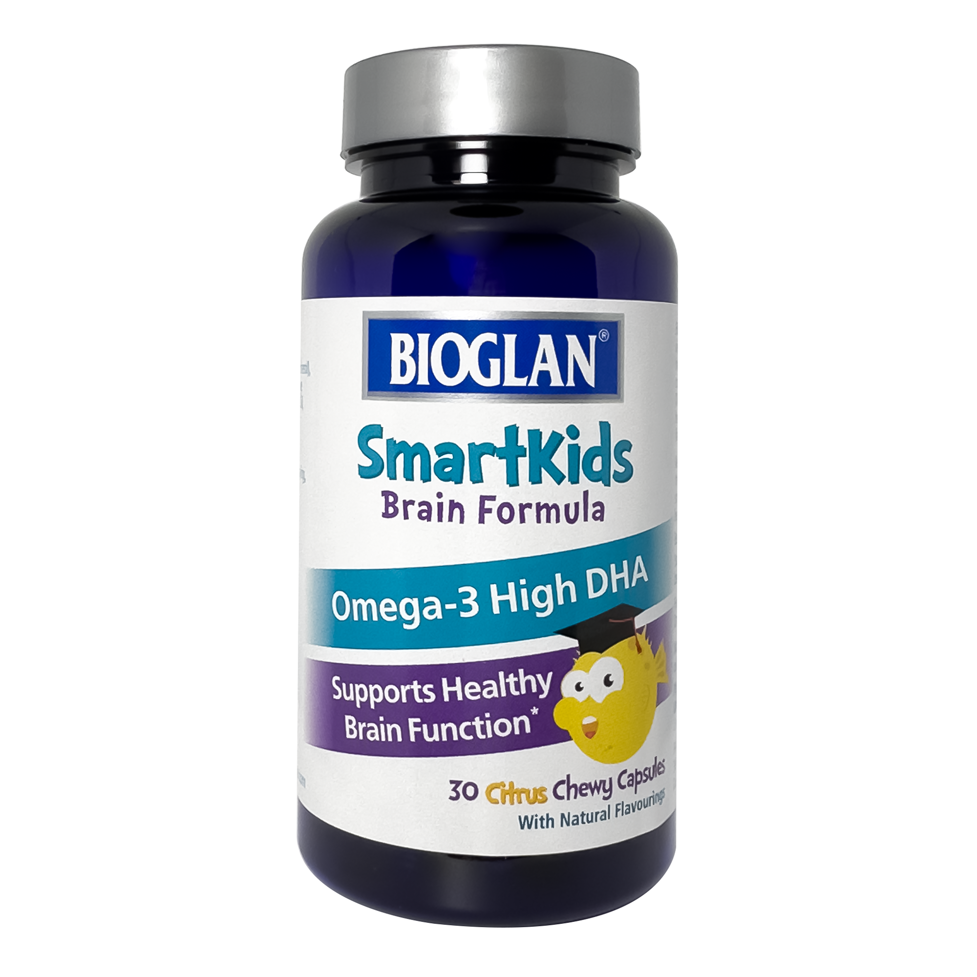 Bioglan SmartKids Brain Formula, Omega-3 High DHA with Natural Colours and Flavours, Citrus - 30 Chewy Capsules - Main Image