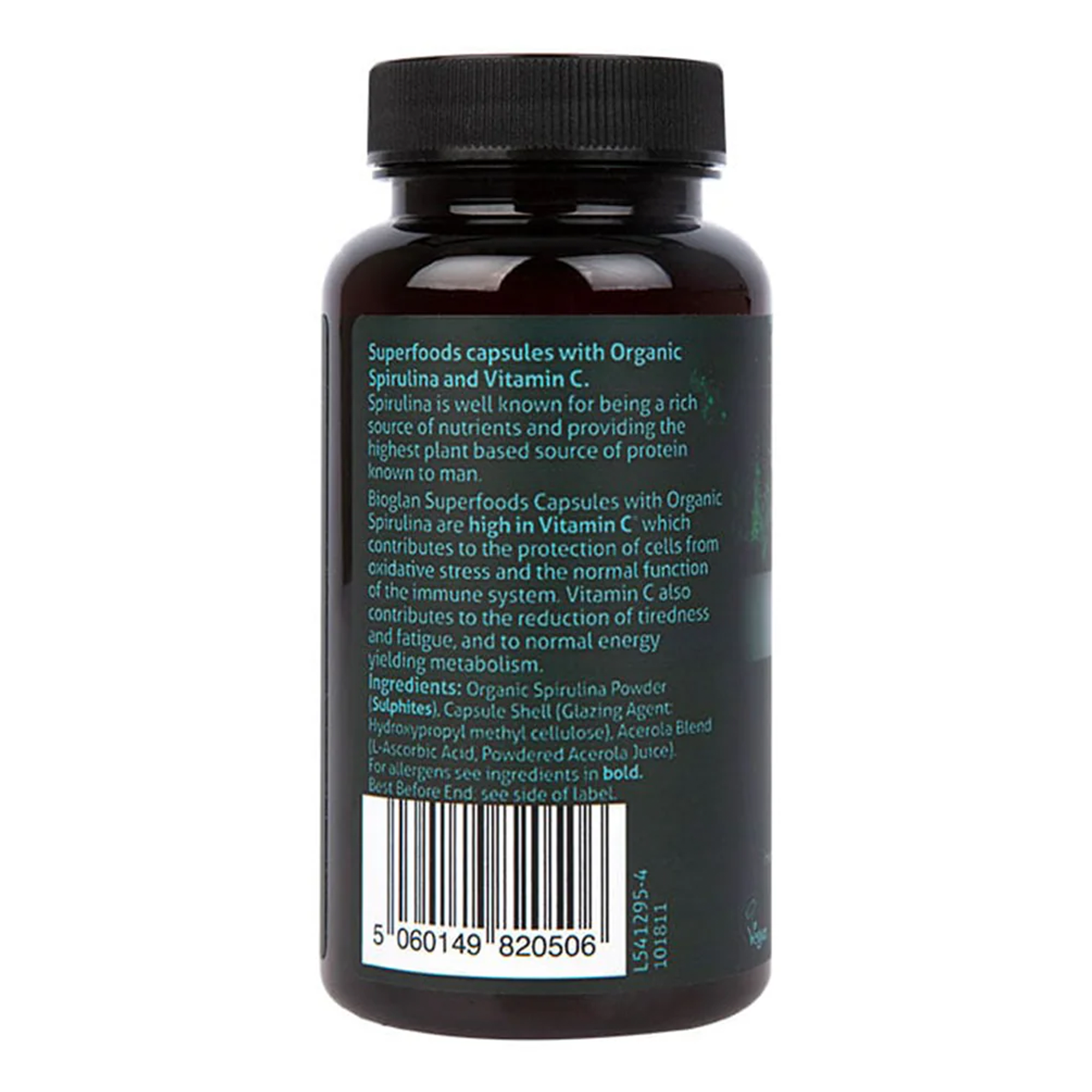 Bioglan Superfoods Organic Spirulina Capsules, Vegan - 60 Capsules - Ingredients