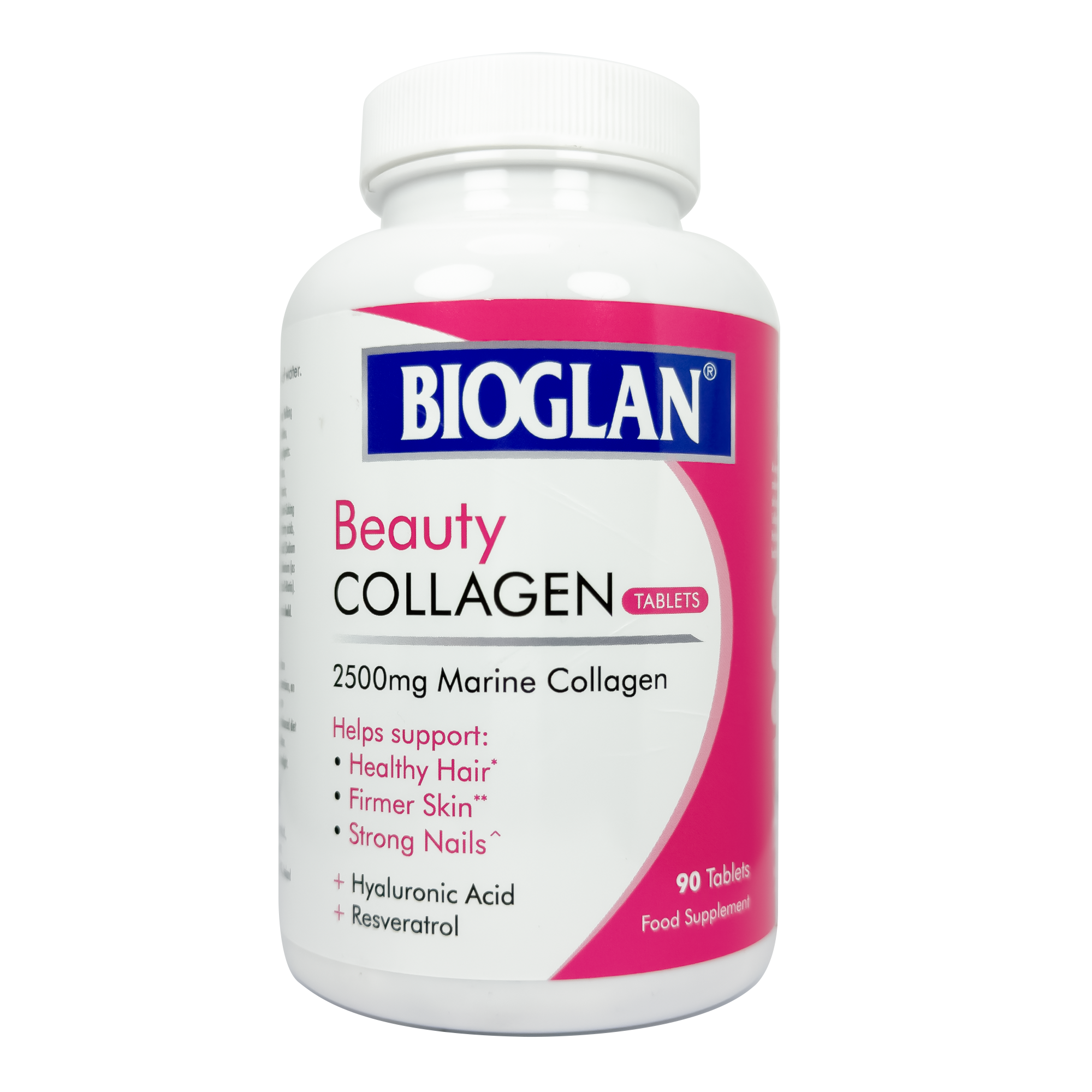 Bioglan Beauty Collagen, 2500 mg Marine Collagen, Hyaluronic Acid, Resveratrol - 90 Tablets - Main Image