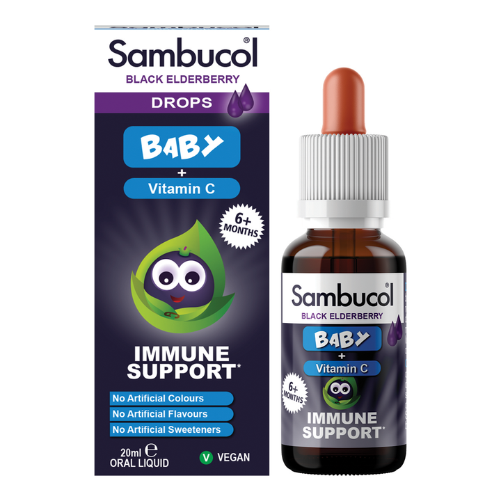 Sambucol Baby + Vitamin C Drops, Black Elderberry, Oral Liquid - 20 ml - Bottle with Box