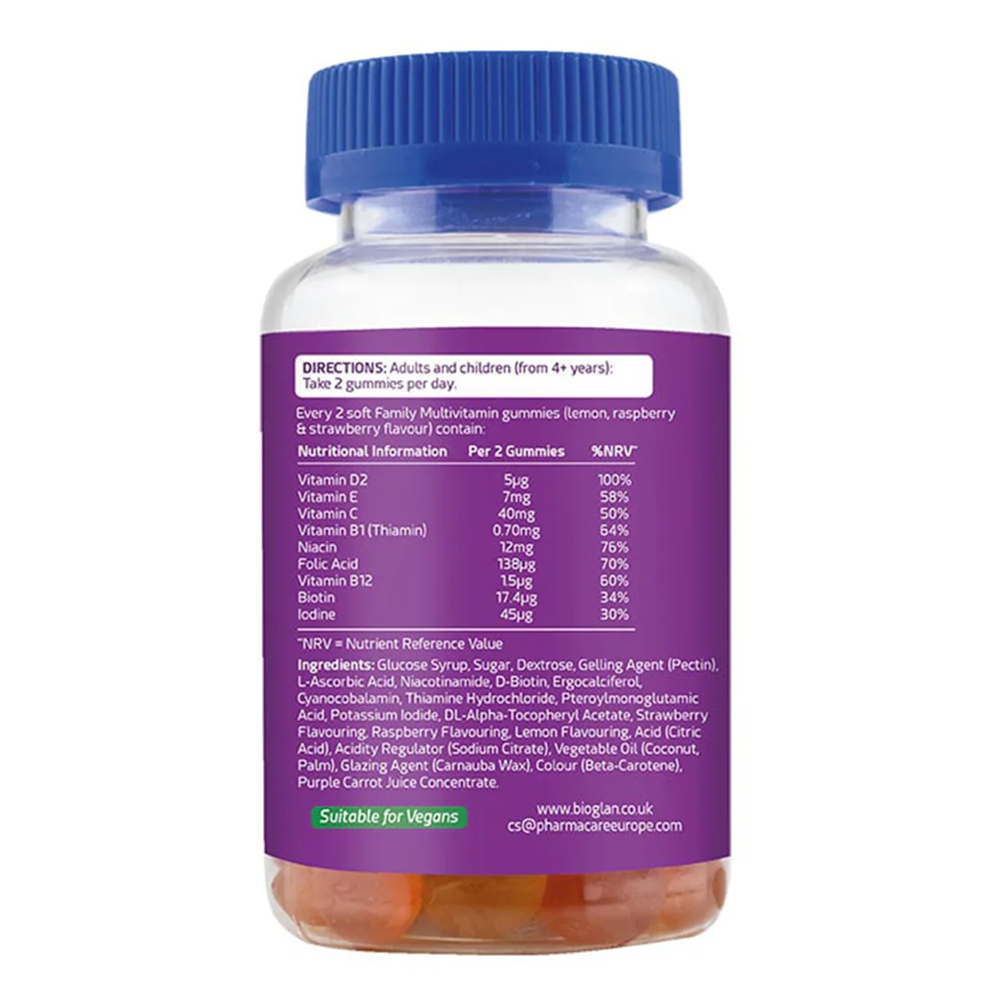 Bioglan VitaGummies, Family Multivitamins - 60 Soft Gummies - Nutritional Information