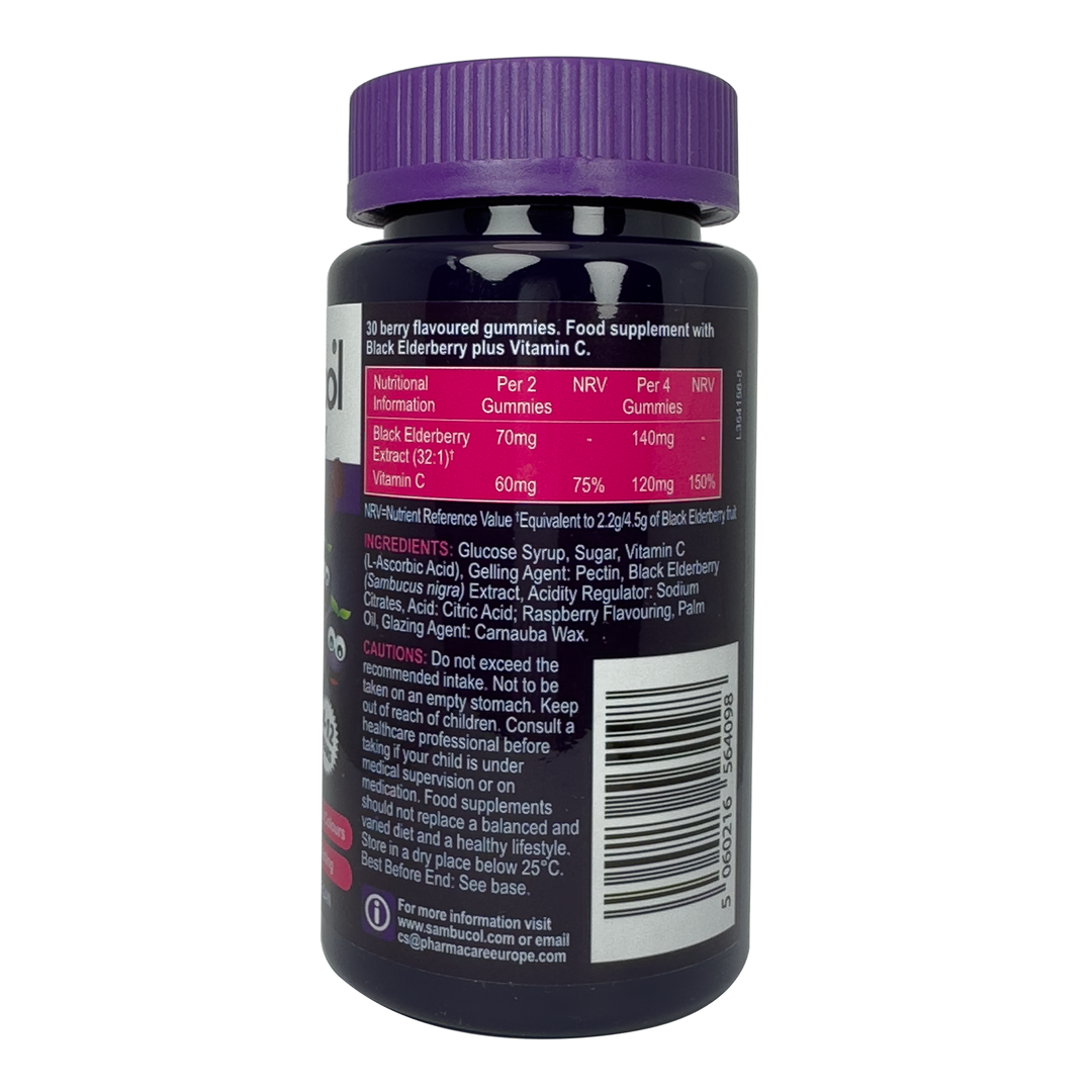 Sambucol Kids + Vitamin C Gummies, Black Elderberry - 30 Gummies - Nutritional Information