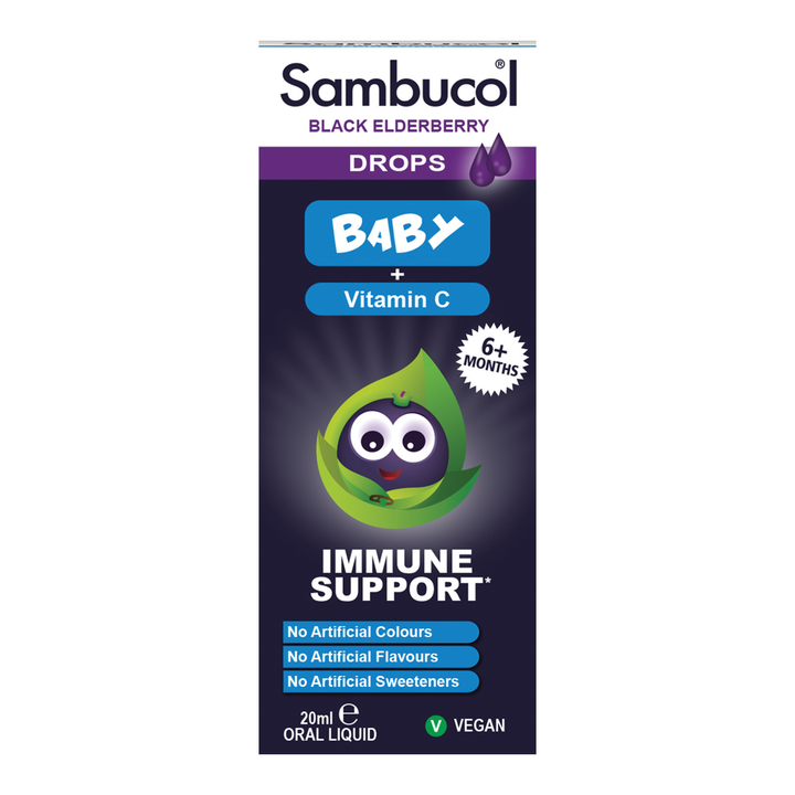 Sambucol Baby + Vitamin C Drops, Black Elderberry, Oral Liquid - 20 ml - Product Box Front View