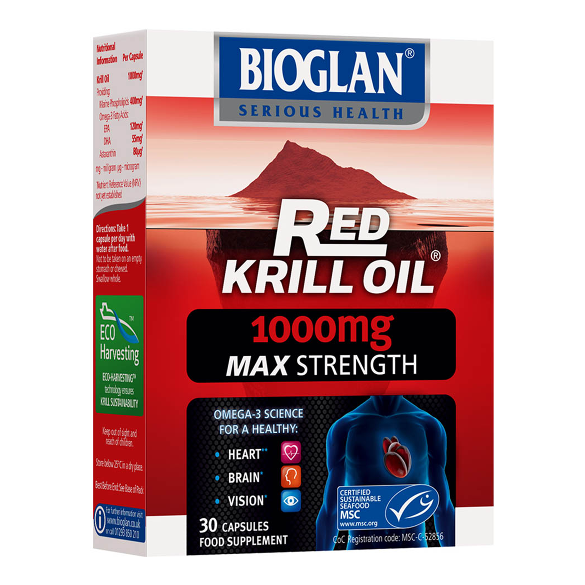 Bioglan Red Krill Oil 1000 mg Extra Strength Capsules, - 30 Capsules - Main Image