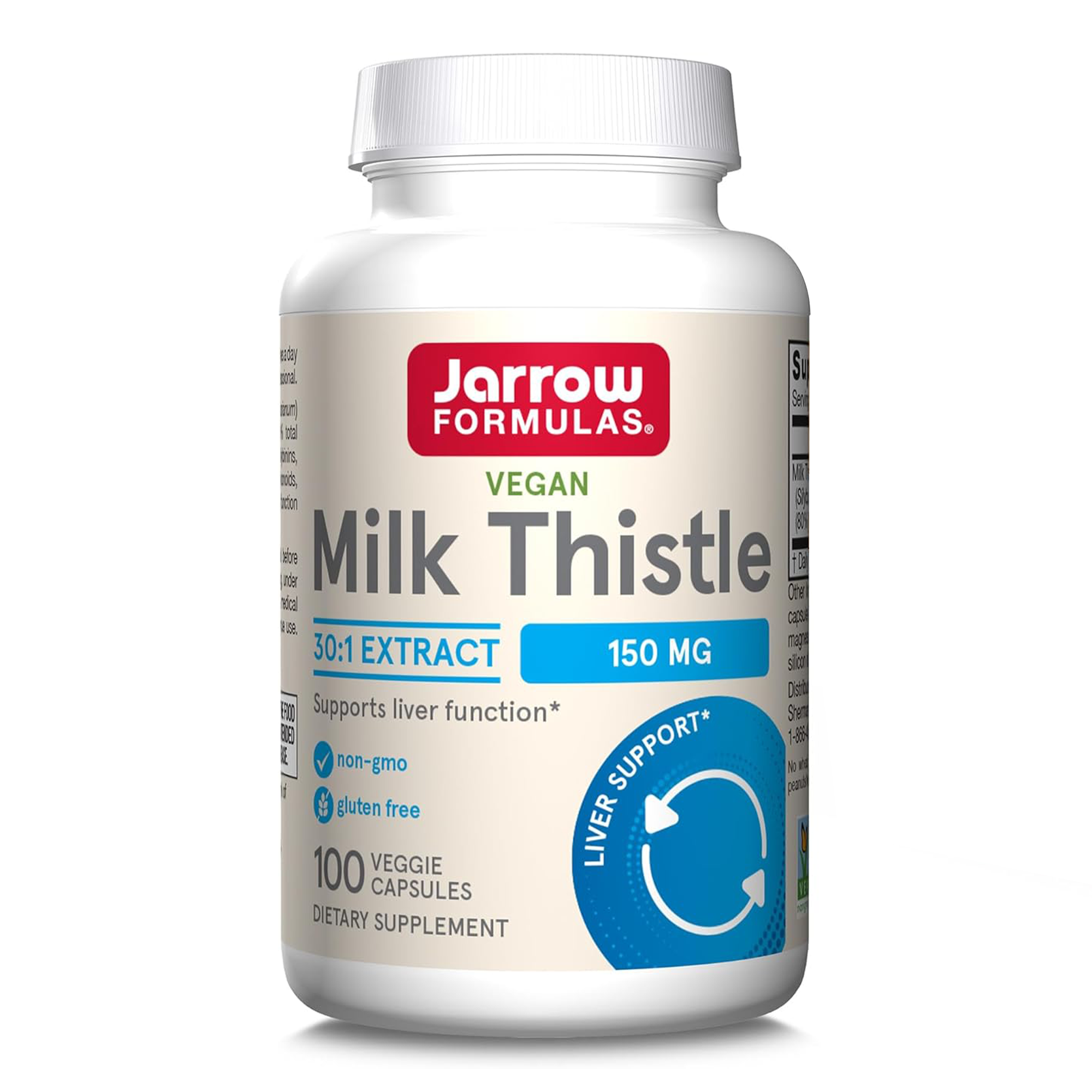 Jarrow Formulas Milk Thistle, Standardized, 30:1 Extract, Veggie Caps, 150 mg  - 100 Capsules - Main Image