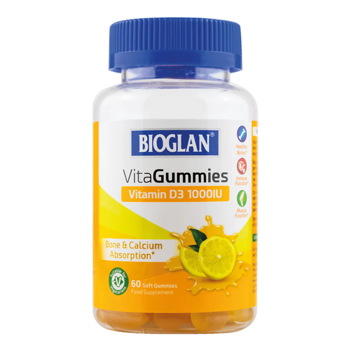 Bioglan Vitamin D3 1000 IU, VitaGummies, Lemon Flavour - 60 Soft Gummies - Main Image