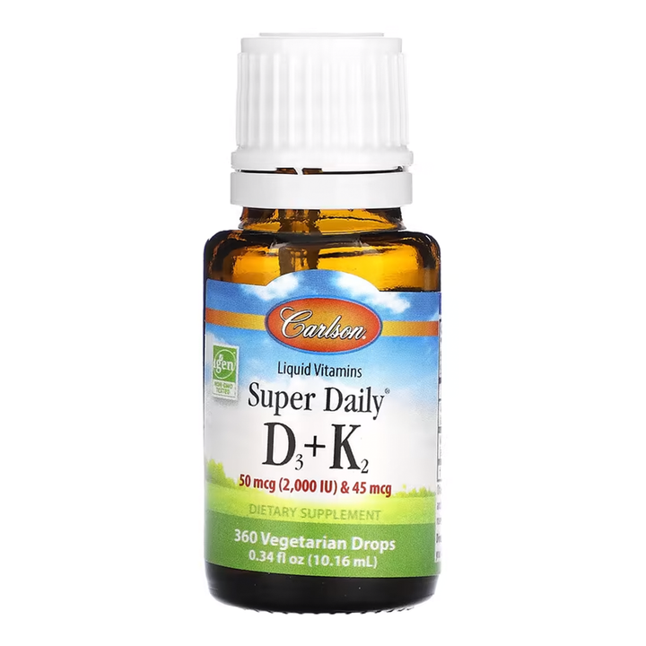 Carlson Super Daily D3 50 mcg (2000 IU) + K2 45 mcg, Liquid Vitamins - 360 Vegetarian Drops - Main Image