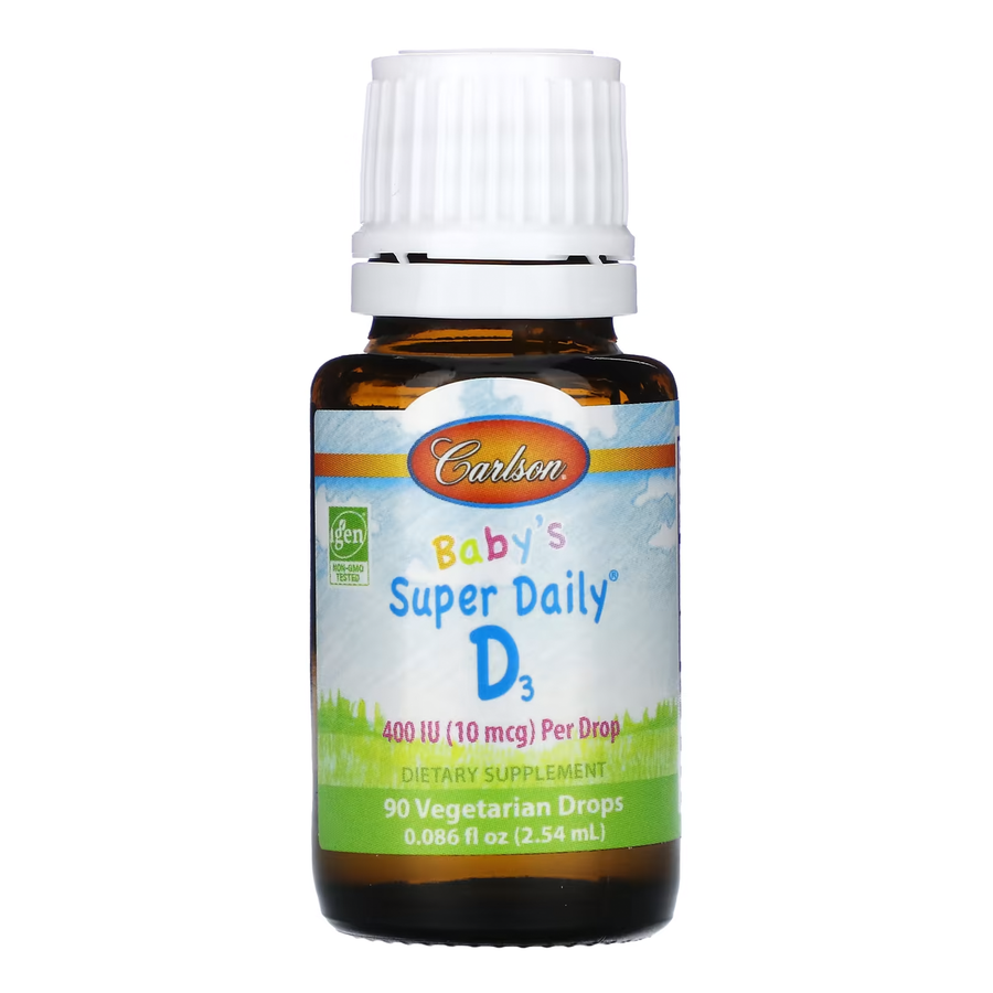 Carlson Baby's Super Daily D3, 400 IU (10 mcg) Per Drop, Liquid Vitamin D - 90 Vegetarian Drops - Main Image