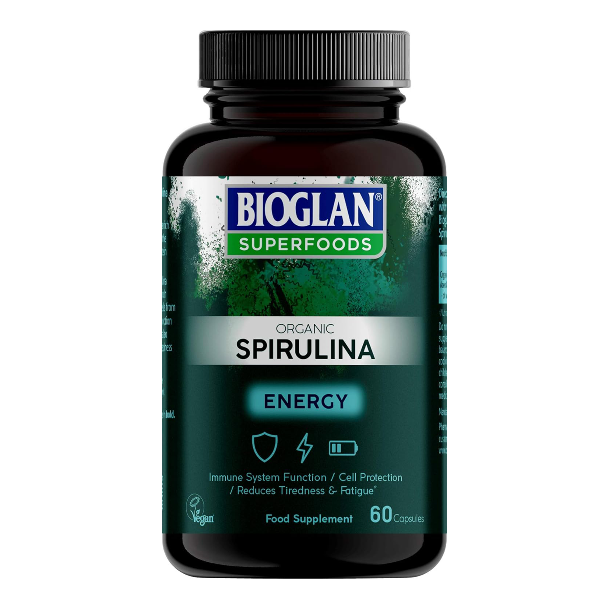 Bioglan Superfoods Organic Spirulina Capsules, Vegan - 60 Capsules - Main Image