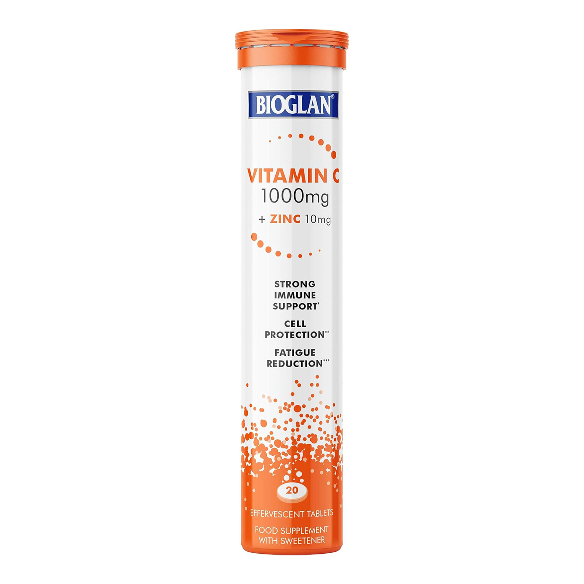 Bioglan Vitamin C 1000 mg + Zinc 10 mg, Orange Flavour - 20 Effervescent Tablets - Main Image