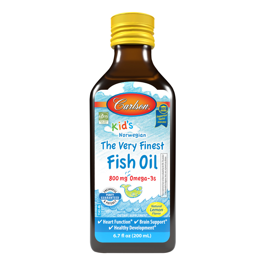 Carlson Kid's The Very Finest Fish Oil, 800 mg Omega-3s, Natural Lemon Flavour Norwegian - 200 ml - Main Image