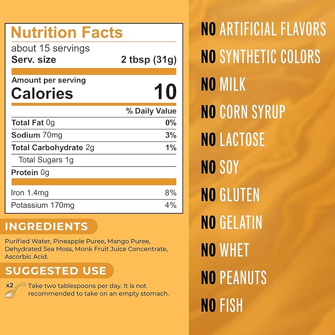 True Sea Moss Gel - Mango/Pineapple