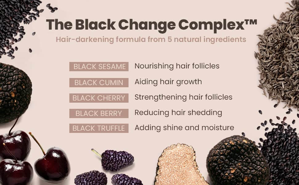 ModaModa Pro Change Black Shampoo, Healthy Hair - 300g Black Sesame, Cumin, Cherry, Berry and Truffle | Fitaminat