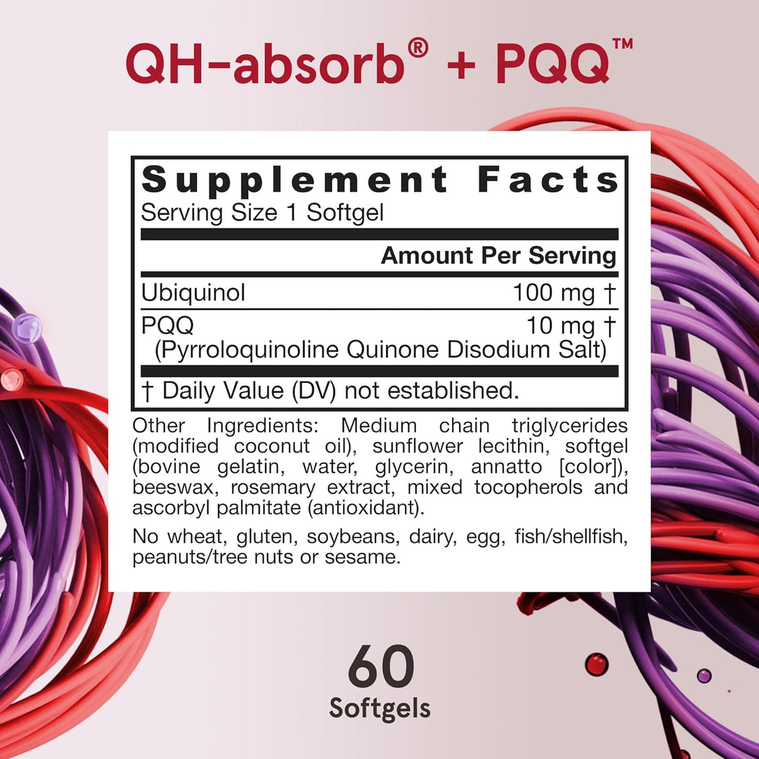 Daily Wellness Formula: One 60 count bottle of Jarrow Formulas QH-absorb + PQQ antioxidant support for women and men(1), provides 60 servings