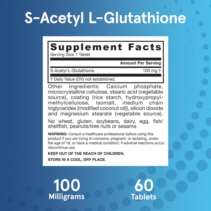Jarrow Formulas S-Acetyl L-Glutathione 100mg - 60 Tablets Jarrow Formulas S-Acetyl L-Glutathione 100mg - 60 Tablets