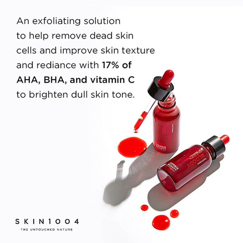 SKIN1004 Bloody Peel AHA 17% Peeling Solution, Improve Skin Texture and Radiance - 30 ML AHA, BHA and Vitamin C | Fitaminat